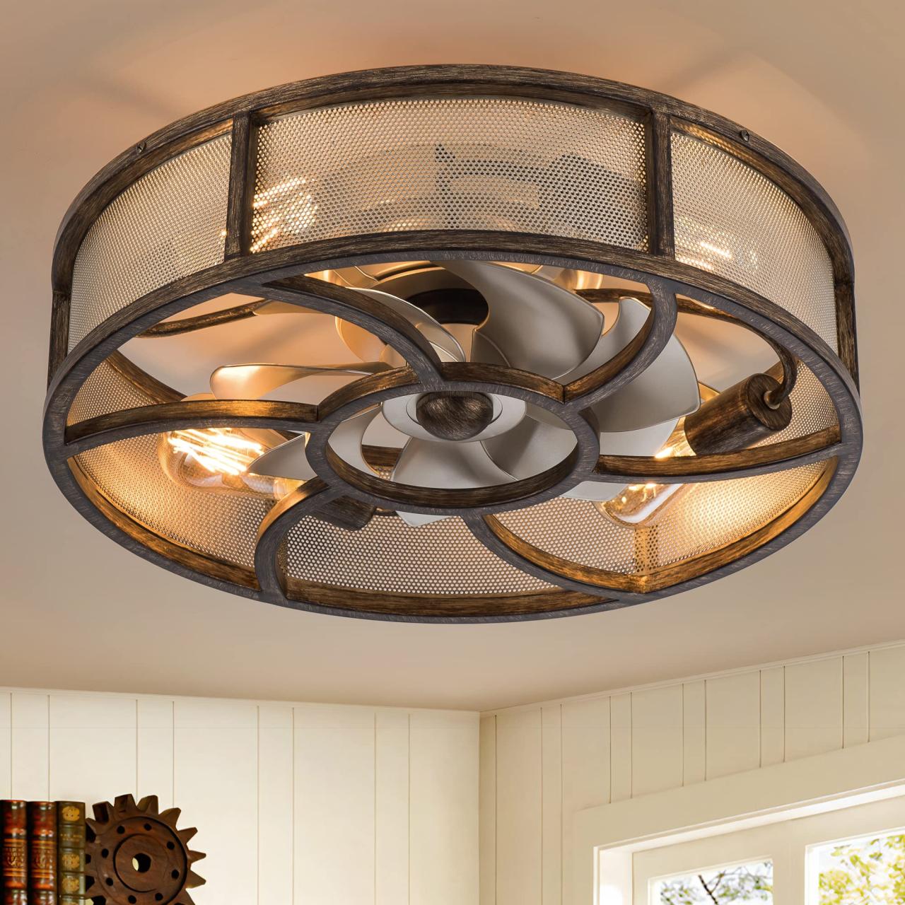 Flush Mount Bladeless Ceiling Fan With Light